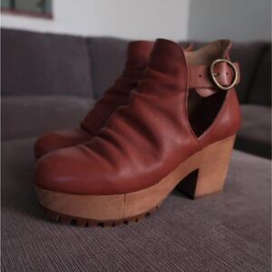 Free People Brown Leather Clogs